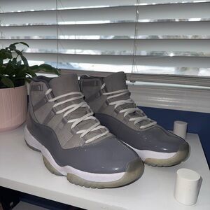 Jordan Men's Grey High-Top Sneakers with Patent Leather